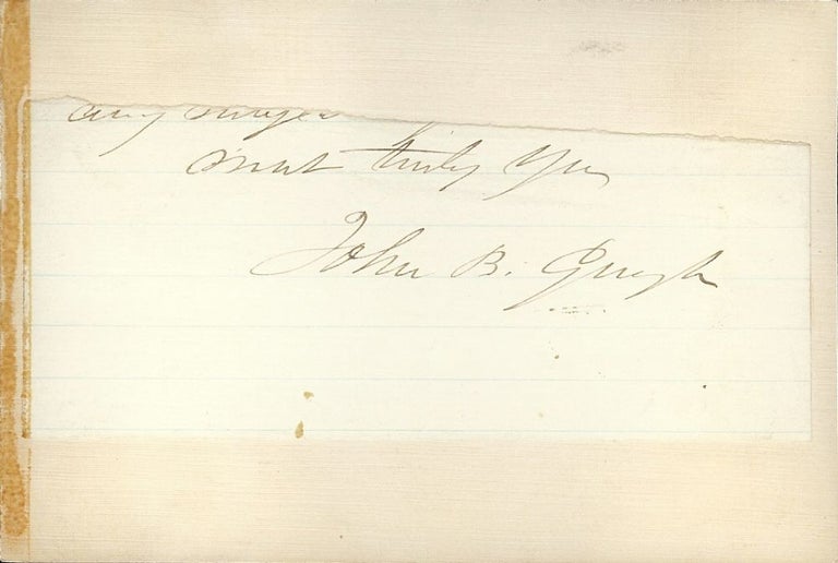 Item #1072 Autograph Signature: Temperance Lecturer. John B. GOUGH.