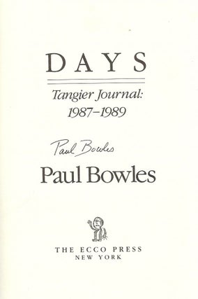 DAYS: TANGIER JOURNAL 1987-1989