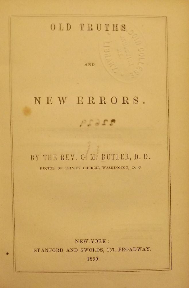 Item #1206 OLD TRUTHS AND NEW ERRORS. C. M. BUTLER.