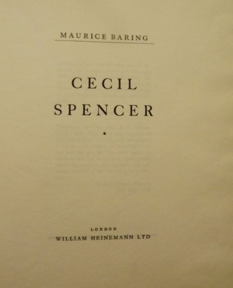 Item #12095 CECIL SPENCER. MAURICE BARING.