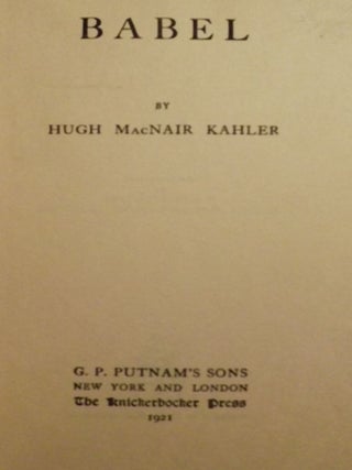 Item #1398 BABEL. Hugh MacNair KAHLER