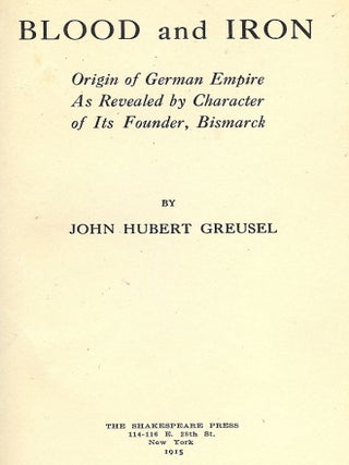 BLOOD AND IRON: ORIGINS GERMAN EMPIRE CHARACTER FOUNDER BISMARCK