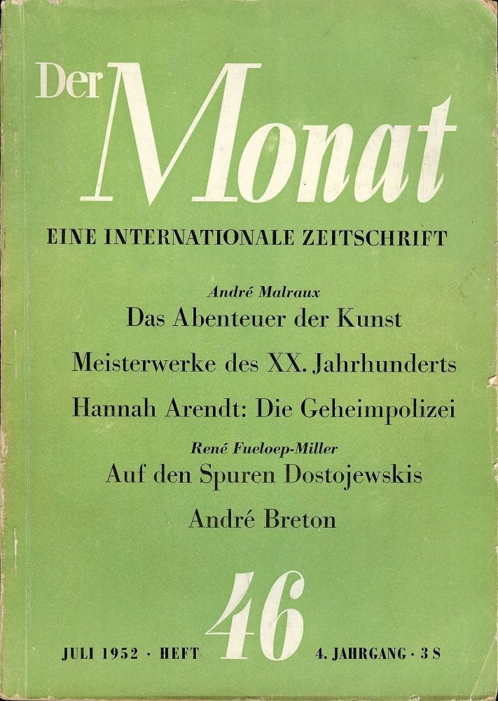 Item #1474 DER MONAT EINE INTERNATIONALE ZEITSCHRIFT JULY 1952.
