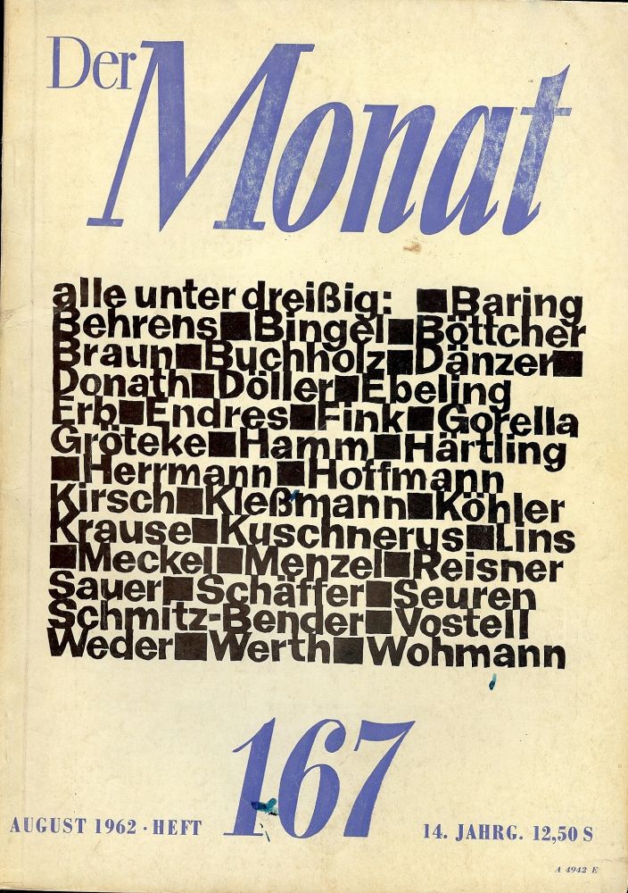 Item #1475 DER MONAT EINE INTERNATIONALE ZEITSCHRIFT, AUGUST 1962.