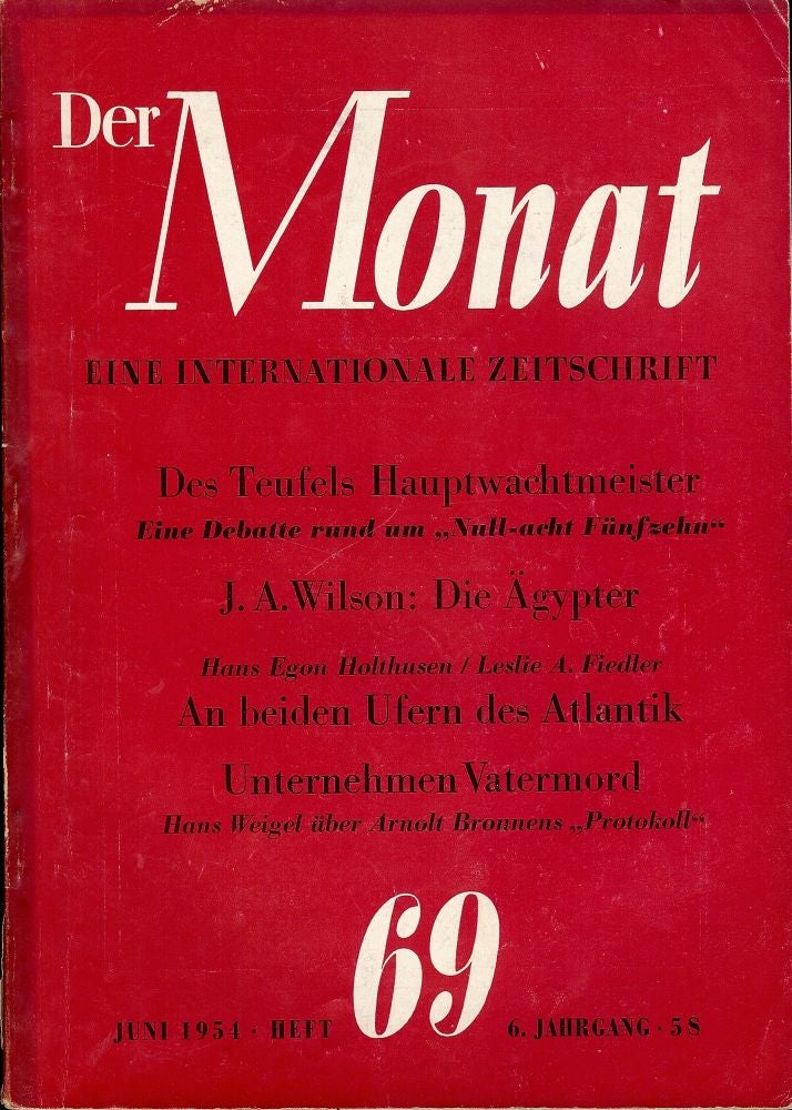 Item #1476 DER MONAT EINE INTERNATIONALE ZEITSCHRIFT, JUNE 1954.