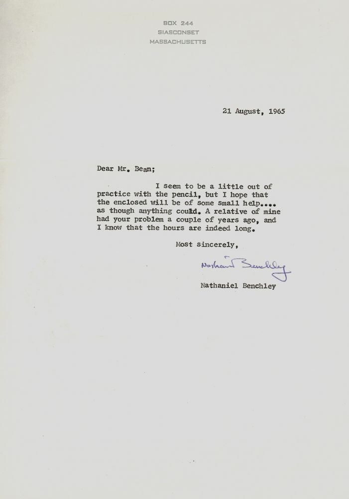 Item #22146 Typed Letter Signed. Nathaniel BENCHLEY.