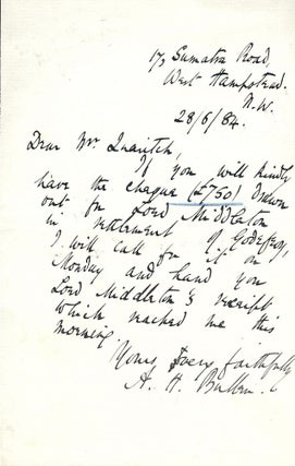 Item #23510 Autograph Letter Signed. Arthur Henry BULLEN