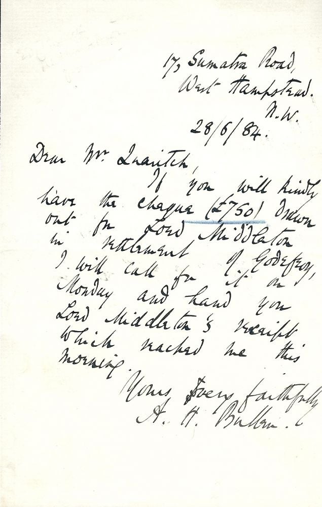 Item #23510 Autograph Letter Signed. Arthur Henry BULLEN.