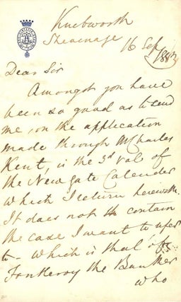 Item #24878 Autograph Letter Signed. Edward Robert Bulwer LYTTON