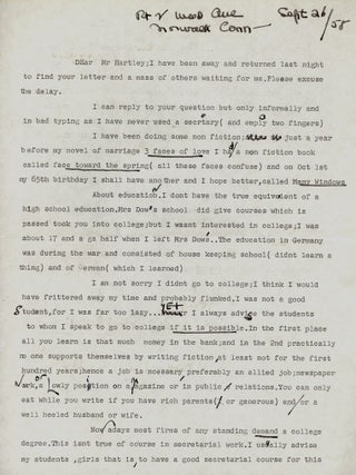 Item #25117 Typed Letter Signed. Faith BALDWIN