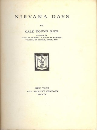 Item #25120 NIRVANA DAYS. Cale Young RICE