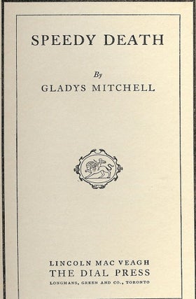 Item #2523 SPEEDY DEATH. Gladys MITCHELL