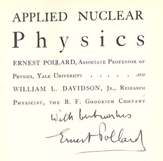 Item #2592 APPLIED NUCLEAR PHYSICS. Ernest POLLARD