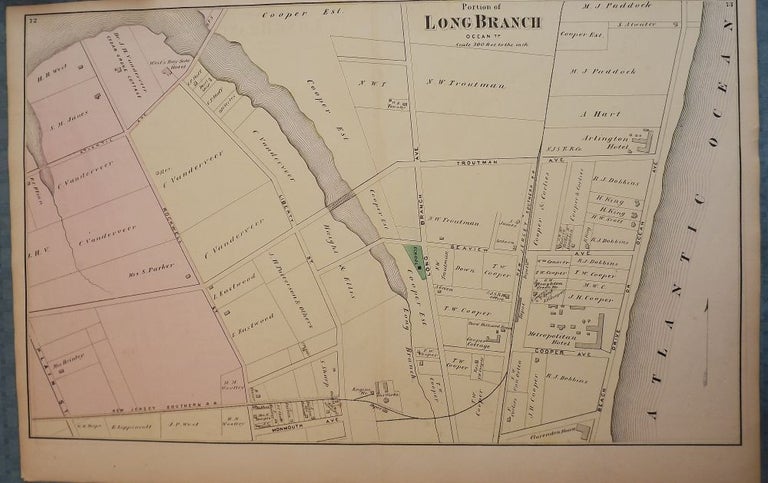 Item #26084 LONG BRANCH: 1873 MAP. F W. BEERS ATLAS OF MONMOUTH COUNTY.