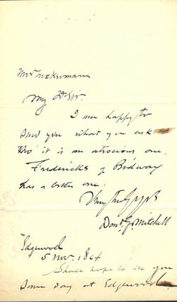 Item #27061 Autograph Letter Signed. Donald G. MITCHELL