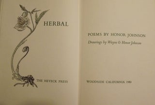 HERBAL: POEMS BY HONOR JOHNSON. Honor JOHNSON.