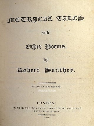Item #2954 METRICAL TALES AND OTHER POEMS. Robert SOUTHEY