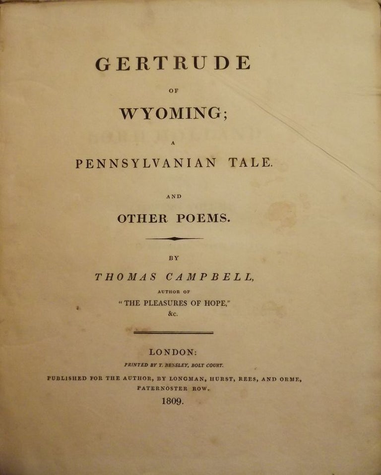 Item #2993 GERTRUDE OF WYOMING:A PENNSYLVANIAN TALE AND OTHER POEMS. Thomas CAMPBELL.