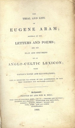Item #3007 THE TRIAL AND LIFE OF EUGENE ARAM. Eugene ARAM