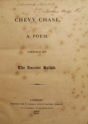 Item #3012 CHEVY CHASE, A POEM. Robert ROSCOE
