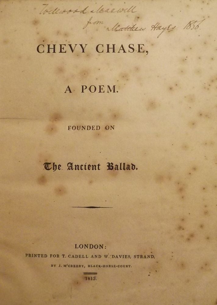 Item #3012 CHEVY CHASE, A POEM. Robert ROSCOE.