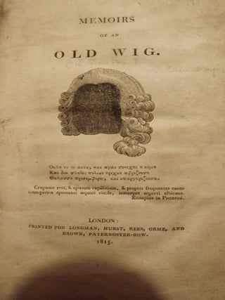 Item #3030 MEMOIRS OF AN OLD WIG. Richard FENTON