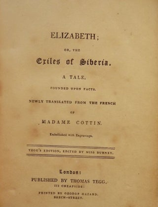 Item #3047 ELIZABETH; OR THE EXILES OF SIBERIA. Madame COTTON