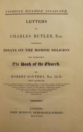 Item #3193 LETTERS TO CHARLES BUTLER, ESQ. Robert SOUTHEY
