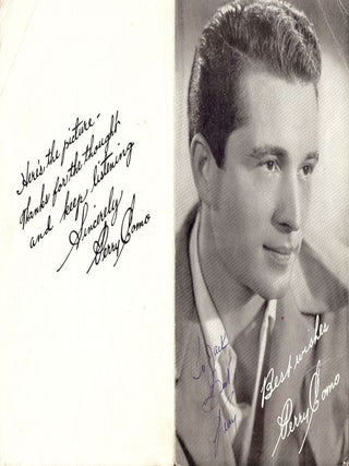 Item #32395 Autograph Signature. Perry COMO