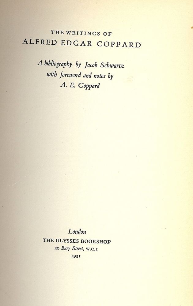 Item #32560 THE WRITINGS OF ALFRED EDGAR COPPARD. A. E. COPPARD.