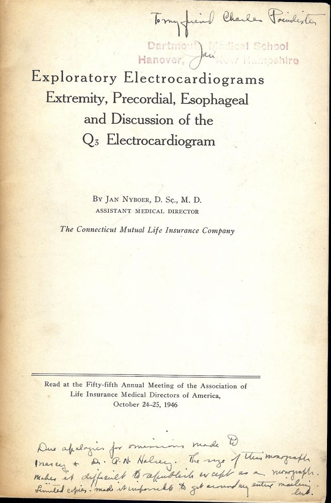 Item #333 EXPLORATORY ELECTROCARDIOGRAMS EXTREMITY, PRECORDIAL. Jan NYBOER.