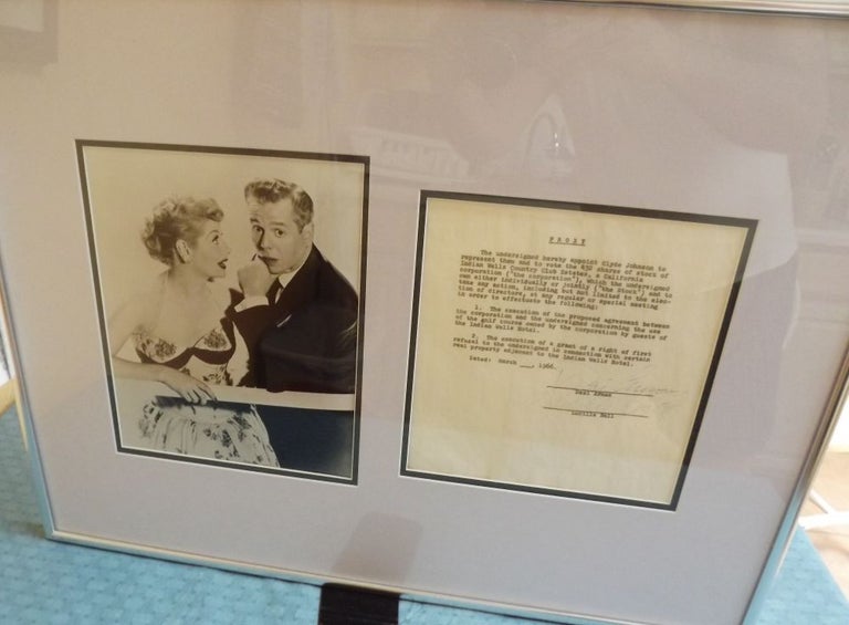 Item #34871 AUTOGRAPH DOCUMENT SIGNED BY BALL AND ARNAZ. Lucille BALL.