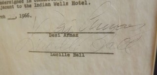 AUTOGRAPH DOCUMENT SIGNED BY BALL AND ARNAZ