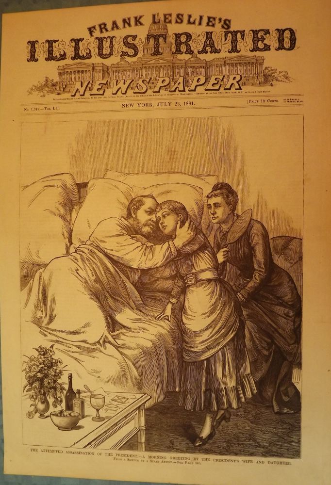 Item #3559 PRESIDENT GARFIELD ASSASSINATION PRINT, 1881. FRANK LESLIE'S ILLUSTRATED NEWSPAPER.