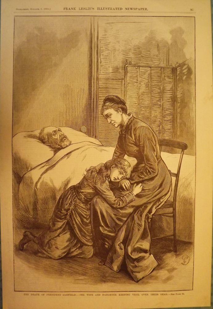 Item #3564 LONG BRANCH- ELBERON: PRESIDENT GARFIELD'S DEATH PRINT, 1881. FRANK LESLIE'S ILLUSTRATED NEWSPAPER.