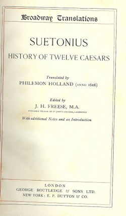 Item #40004 SUETONIUS: HISTORY OF TWELVE CAESARS. FREESEM J. H