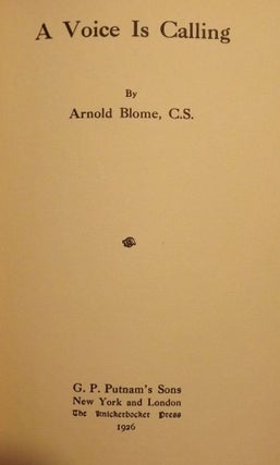 Item #40786 A VOICE IS CALLING. Arnold BLOME