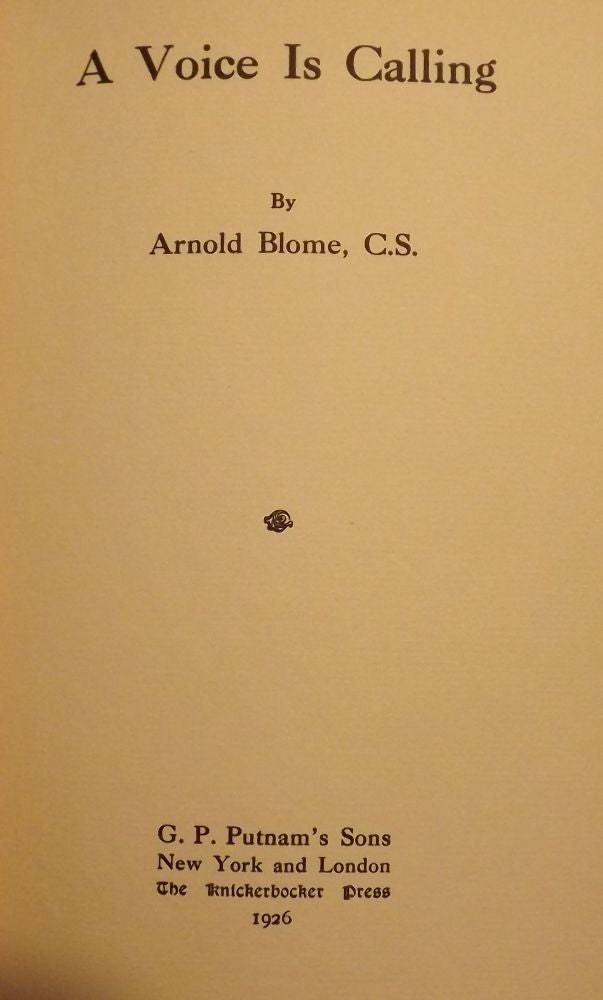 Item #40786 A VOICE IS CALLING. Arnold BLOME.