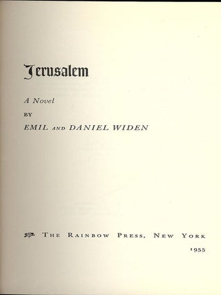 Item #41440 JERUSALEM. Emil WILDEN