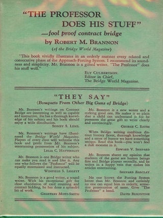 Item #42223 THE PROFESSOR DOES HIS STUFF: FOOL PROOF CONTACT BRIDGE. Robert M. BRANNON