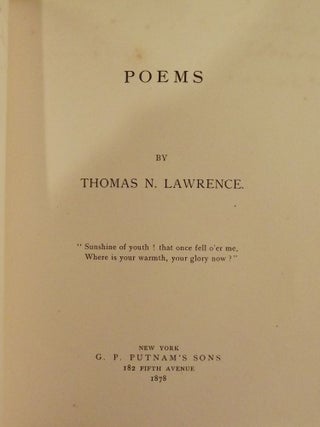 Item #42512 POEMS. Thomas N. LAWRENCE