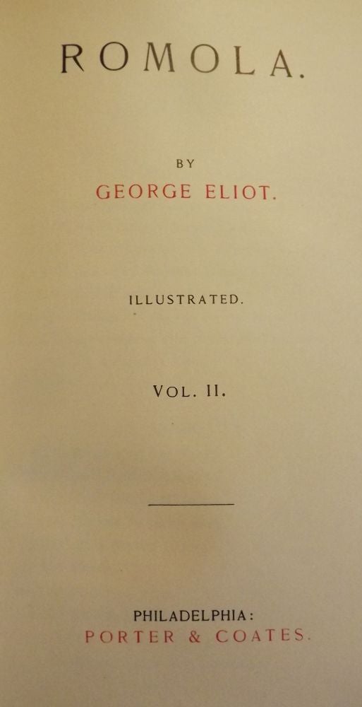Item #42588 ROMOLA IN TWO VOLUMES, ORIGINAL DUST JACKETS. George ELIOT.