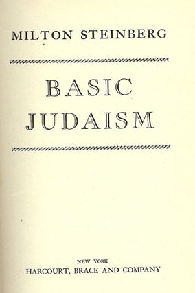 Item #42997 BASIC JUDAISM. Milton STEINBERG