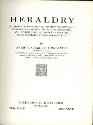Item #43230 HERALDRY. A. C FOX-DAVIES