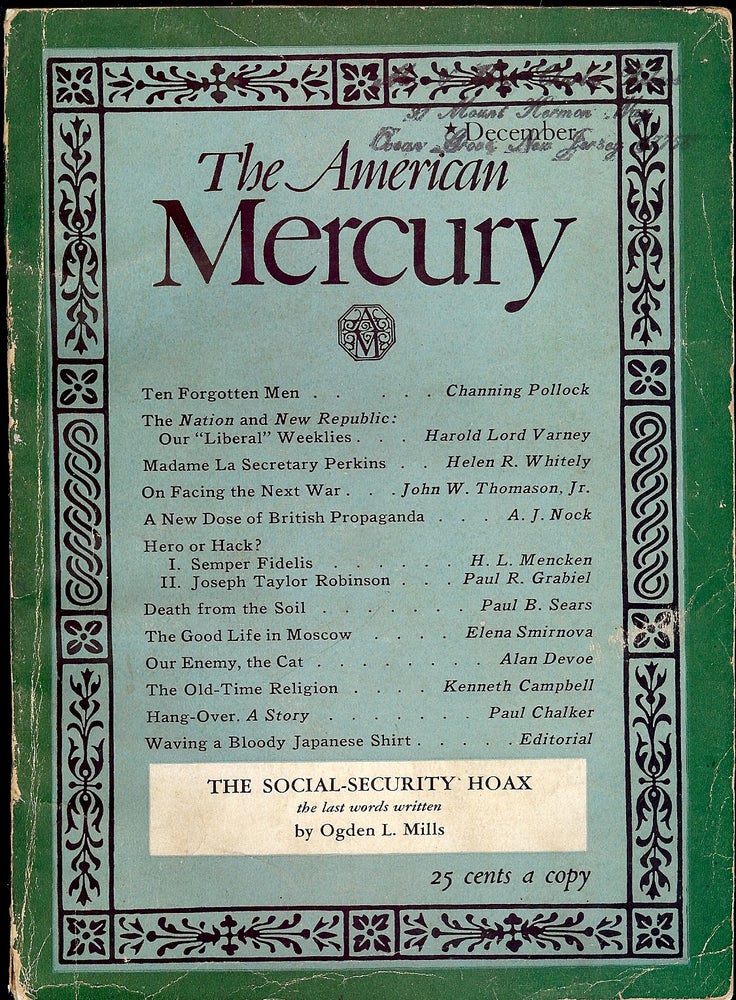 Item #4327 In the American Mercury; December, 1937. Paul PALMER.