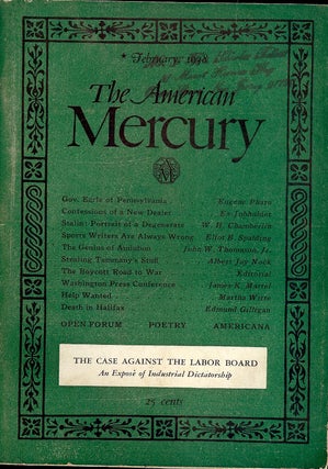 Item #4330 THE AMERICAN MERCURY; February, 1938. Paul PALMER