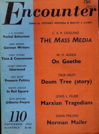 Item #4342 ON GOETHE. In Encounter Magazine; Vol. XIX, #5, November, 1962. W. H. AUDEN