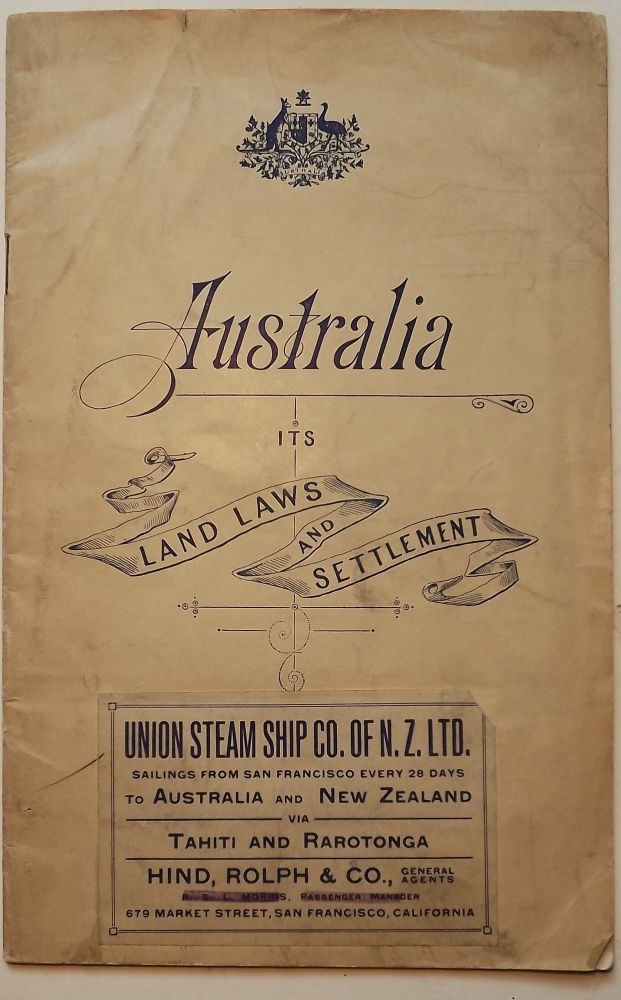 Item #43613 AUSTRALIA: ITS LAND LAWS AND SETTLEMENT. MINISTER FOR EXTERNAL AFFAIRS.