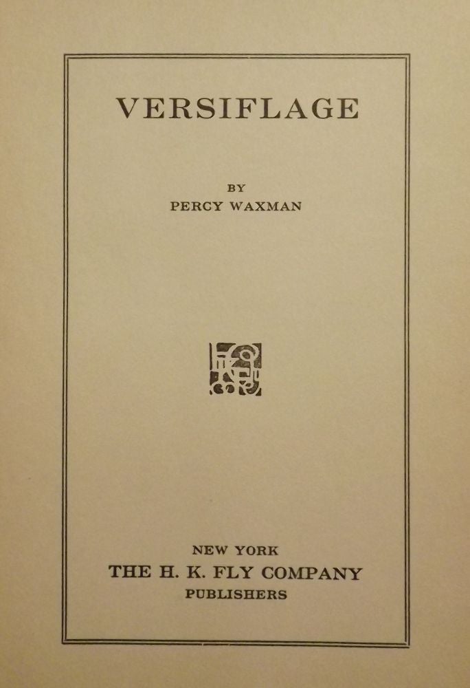 Item #43631 VERSIFLAGE. Percy WAXMAN.