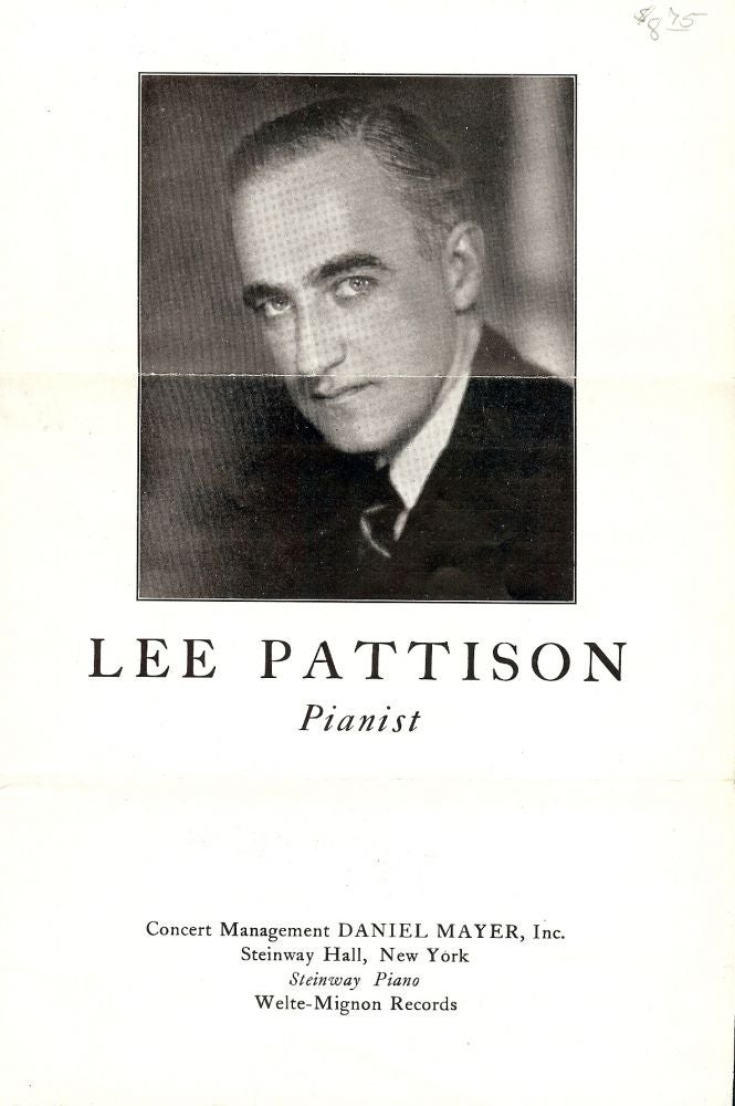 Item #43707 LEE PATTISON, PIANIST. Lee PATTISON.